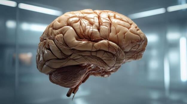 highly-detailed-human-brain-model-with-realistic-texture-in-a-medical-laboratory-photo